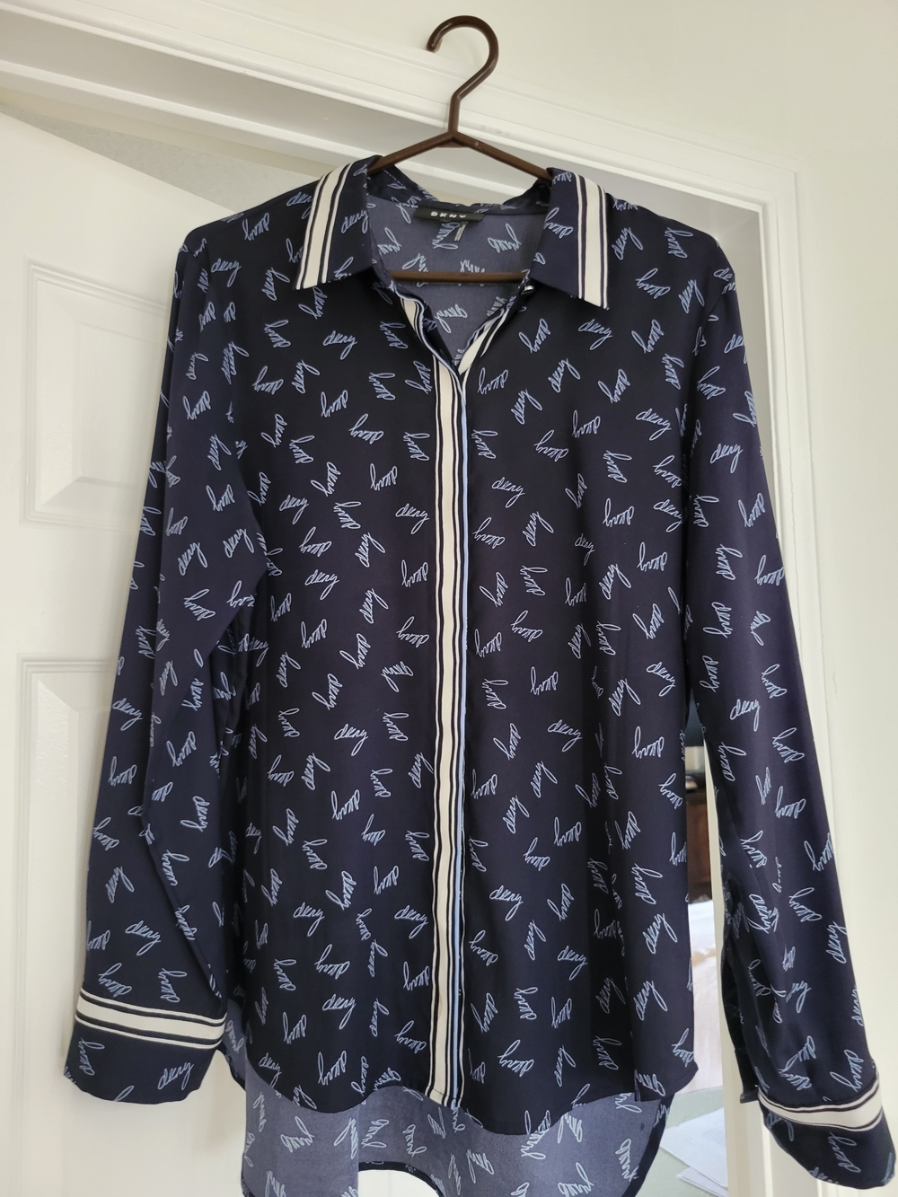DKNY Navy Blue Shirt with Light Blue Script